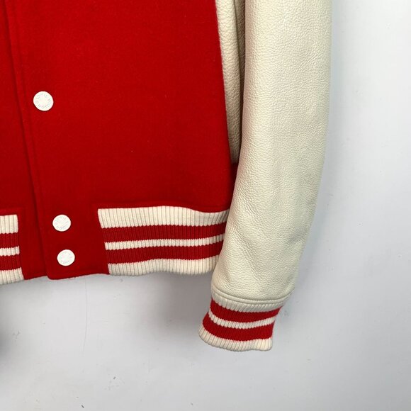 Louis Vuitton Red & White Varsity Jacket With Blue Embroidery Size 50 Wool & Cow - Picture 4 of 7